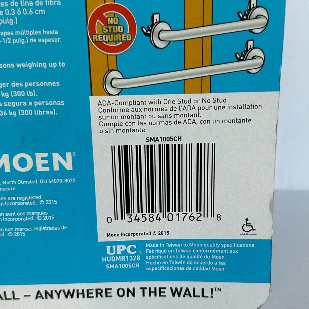 MOEN SMA1005CH SecureMount for Bathroom‎ Shower Grab Bar 1 Anchor - CHROME